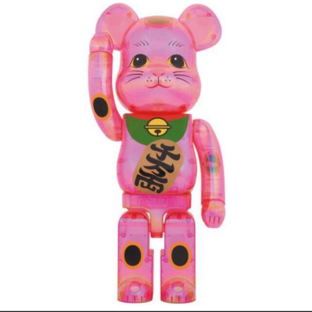 BE@RBRICK 招き猫 桃色透明メッキ 1000％ハンドメイド