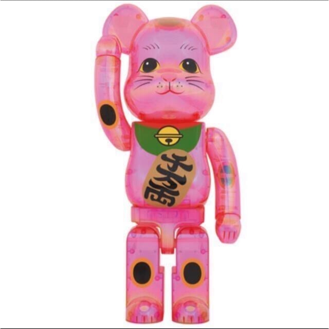 ハンドメイドBE@RBRICK 招き猫 桃色透明メッキ 1000％