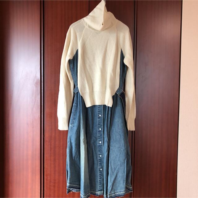 ロングワンピース/マキシワンピース専用　　美品　サカイ　ロングワンピース　デニム　ニット