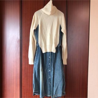 サカイ(sacai)の専用　　美品　サカイ　ロングワンピース　デニム　ニット(ロングワンピース/マキシワンピース)