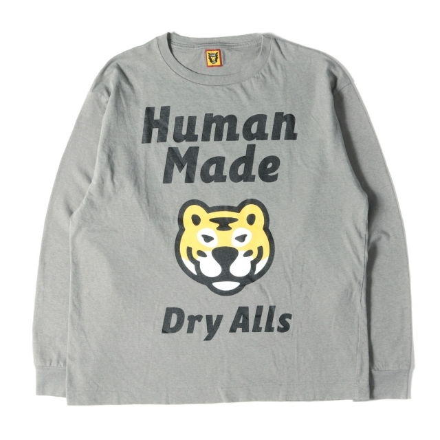 HUMAN MADE ヒューマンメイド Tシャツ タイガープリント クルーネック ロングスリーブTシャツ 22SS グレー M トップス カットソー 長袖【メンズ】