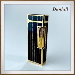 ダンヒル(Dunhill)のa【美品】ダンヒル ローラガスライター ブラック×ゴールドストライプ 着火確認済(タバコグッズ)