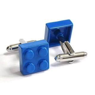 カフス　レゴ　LEGO　ブロック　ブルー　青　スーツ　cuf-0149(カフリンクス)