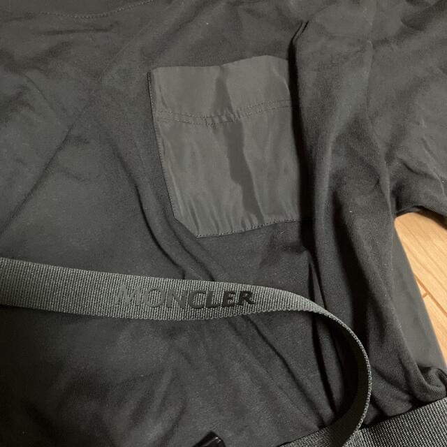 MONCLER レディース 黒 異素材ワンピース ウエスト調節可