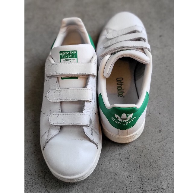 adidas - スタンスミス 24.5cm ベルクロ 白&緑 USED 中古 ホワイト