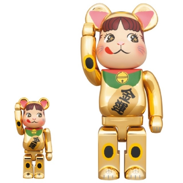 BE@RBRICK  招き猫　ペコちゃん　金運　金メッキ　100%＆400%