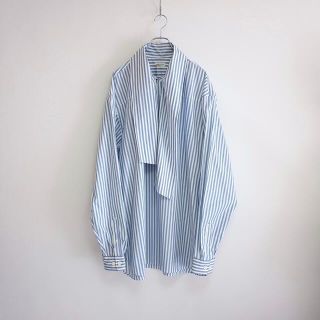 dries van noten ストライプ ハイネック フリル シャツ M-