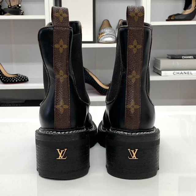 4861 ヴィトン LV ボブールライン モノグラム レザー アンクルブーツ