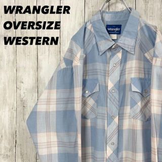 ラングラー(Wrangler)のアメリカ古着　WRANGLERラングラー　長袖チェック柄ウエスタンシャツXL 青(シャツ)