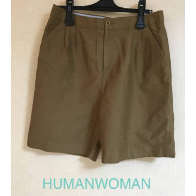 HUMAN WOMAN(ヒューマンウーマン)のHUMAN WOMAN ヒューマンウーマン ベージュM レディースのパンツ(ハーフパンツ)の商品写真