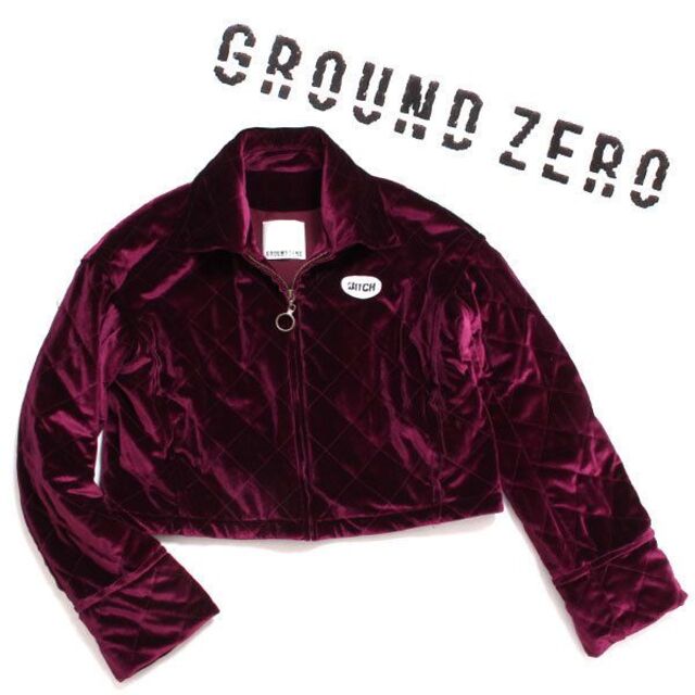 GROUND ZERO クロップド キルティング ベロア ブルゾン sizeS