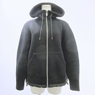 サカイ(sacai)のサカイ 19年 パーカー ジャケット スウェット ジップアップ 黒 1(パーカー)