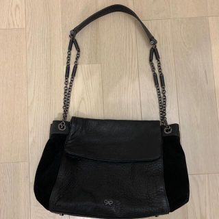 アニヤハインドマーチ(ANYA HINDMARCH)のアニヤハインドマーチ　ショルダーバッグ　ブラック　レザー✖️スエード　チェーン(ショルダーバッグ)