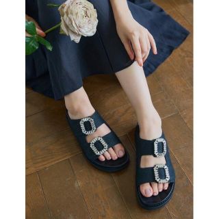 ハーリップトゥ(Her lip to)の【未使用美品】Double Strap Cristal Sandals(サンダル)