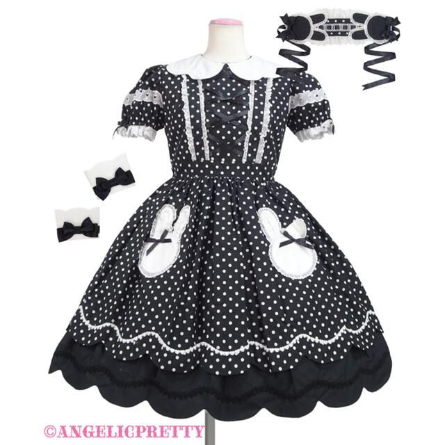 angelic pretty うさぎちゃんポッケワンピースセット クロ angelic pretty うさぎちゃんポッケワンピースセット クロ