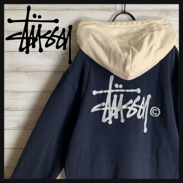 超希少カラー】 STUSSY パーカー バックロゴ 入手困難 ツートン - www ...