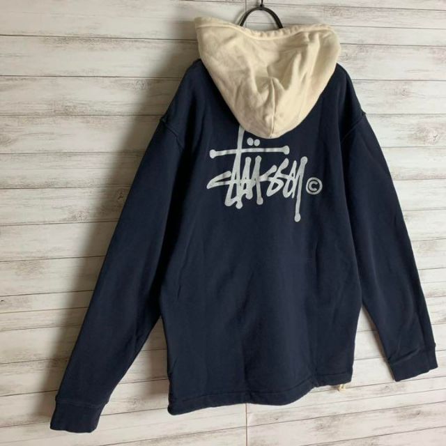 超希少カラー】 STUSSY パーカー バックロゴ 入手困難 ツートン - www ...