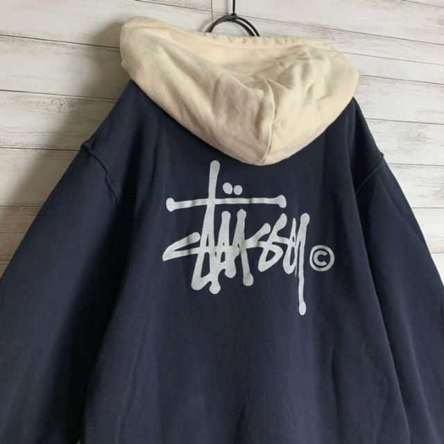 【超希少カラー】 STUSSY パーカー バックロゴ 入手困難 ツートン