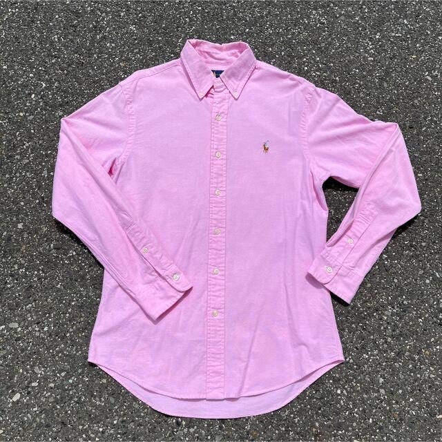 POLO RALPH LAUREN(ポロラルフローレン)の【希少】ラルフローレン　長袖シャツ　ピンク　ホースロゴ　ワンポイント メンズのトップス(シャツ)の商品写真