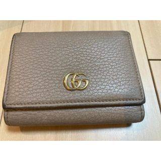 グッチ(Gucci)の古着⭐︎Sunny様専用　三つ折り財布　GGマーモント　ベージュレザー　(折り財布)