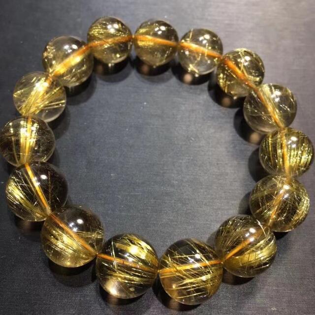 値下げ】 【天然】タイチンルチルクオーツ 14mm ブレスレット