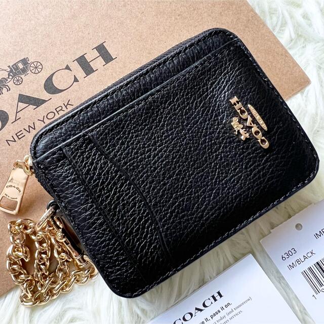 専用　【新品】COACH コーチ コインケース カードケース 黒 レザー チェ