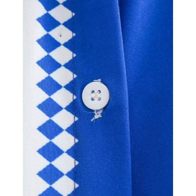 🌾9月新作🎑9001◇blue vintage レトロ 柄 シャツワンピースの通販 by ... ????9月新作????9195◆vintage ヴィンテージ レトロ 柄 シャツワンピース
