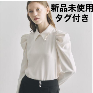 PUFF CUP-SLEEVE PEARL BLOUSE(GEORGETTE)の通販 by my shop｜ラクマ