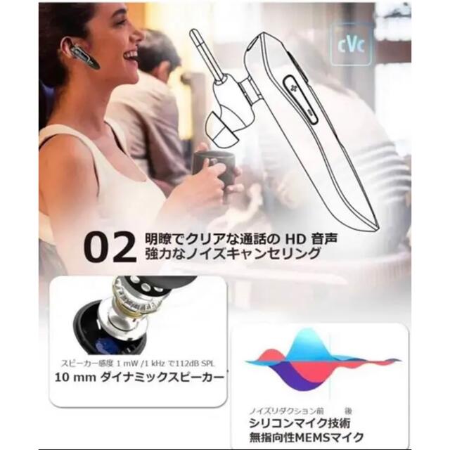 Bluetoothヘッドセット片耳5.0、HD音声ノイズキャンセリング スマホ/家電/カメラのオーディオ機器(ヘッドフォン/イヤフォン)の商品写真