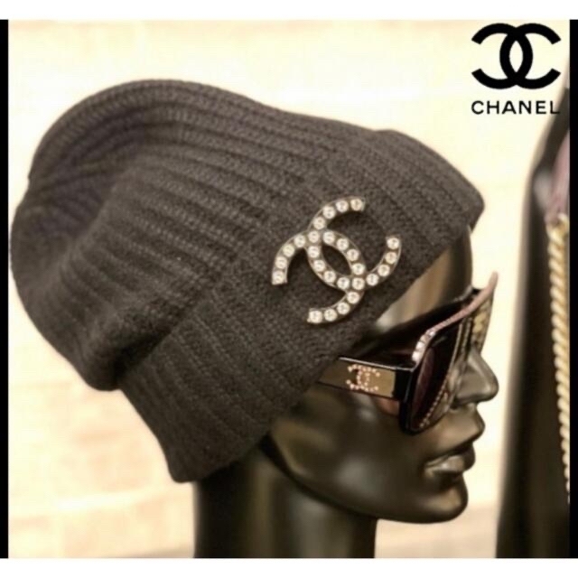 CHANEL(シャネル)のCHANEL シャネル　カシミヤ　ニット帽　　 レディースの帽子(ニット帽/ビーニー)の商品写真