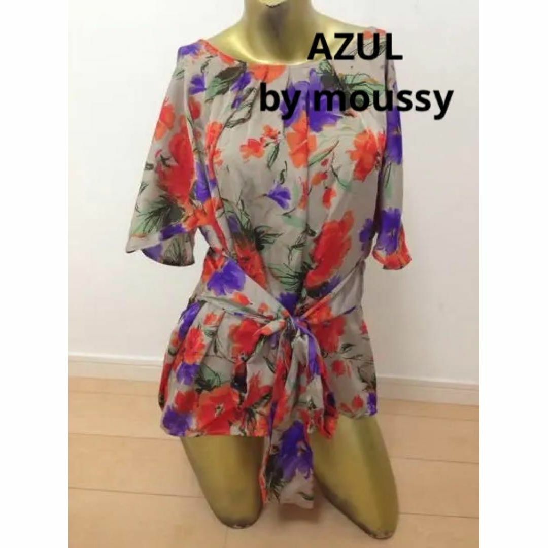 AZUL by moussy(アズールバイマウジー)の【0805】AZUL by moussy 花柄 シフォン ドルマン トップス S レディースのトップス(シャツ/ブラウス(半袖/袖なし))の商品写真