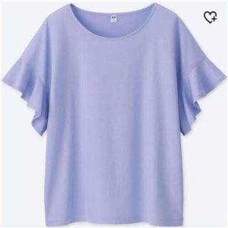 ユニクロ(UNIQLO)のユニクロ 袖フリル カットソー ライトブルー パープル(カットソー(半袖/袖なし))