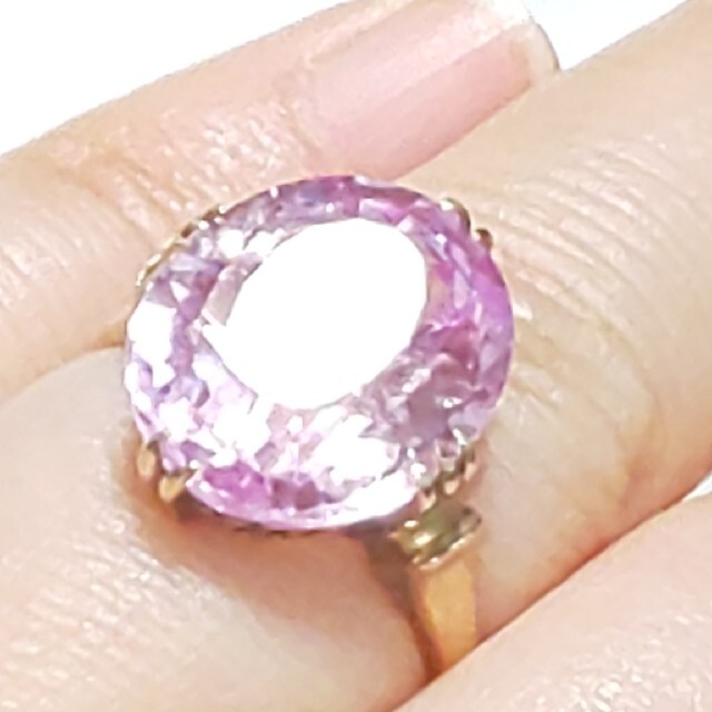 淡い桜色  K18 ピンクサファイア  千本透かし 指輪  12号 レディースのアクセサリー(リング(指輪))の商品写真