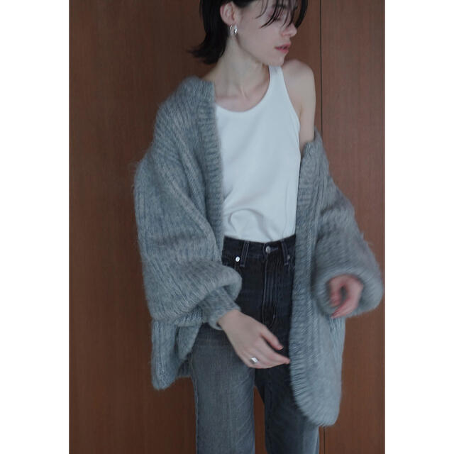 color mohair shaggy cardigan  GRAY