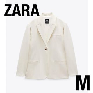 ザラ(ZARA)のZARA 　カットアウト ブレザー オフホワイト　M テーラードジャケット(テーラードジャケット)