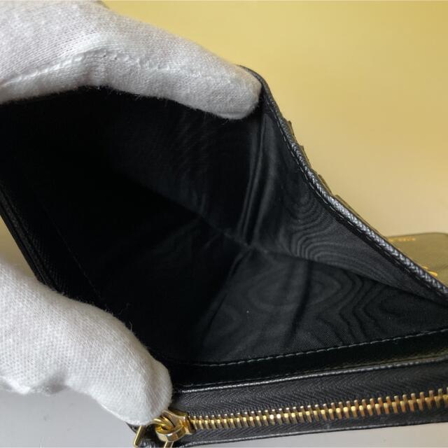 Prada 美品 黒 折り財布 サフィアーノ シャイン プラダ