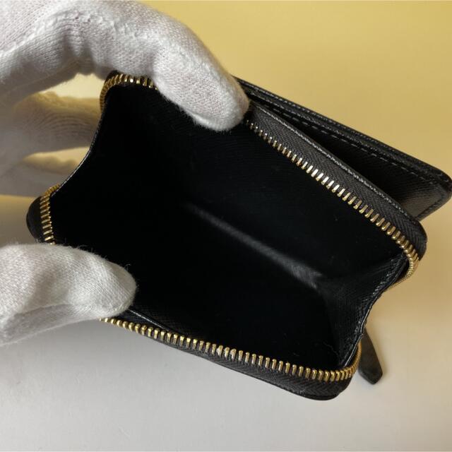 Prada 美品 黒 折り財布 サフィアーノ シャイン プラダ