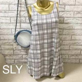 スライ(SLY)の【0223】SLY フレア キャミソール チェック 1 グレー(カットソー(半袖/袖なし))