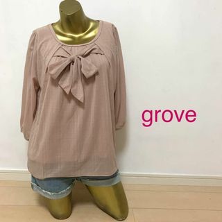 グローブ(grove)の【0264】grove 七分丈 ブラウス L ピンク ベージュ(シャツ/ブラウス(長袖/七分))