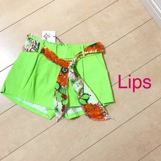 【0300】Lips スカーフ 付き ショートパンツ M ネオン グリーン(ショートパンツ)