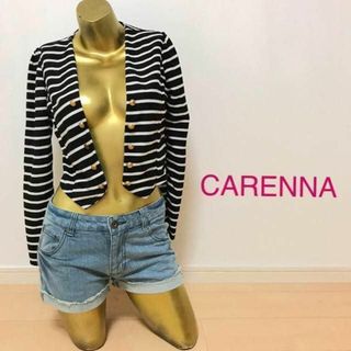 【0077】CARENNA ボーダー ジャケット M ブラック × ホワイ(その他)