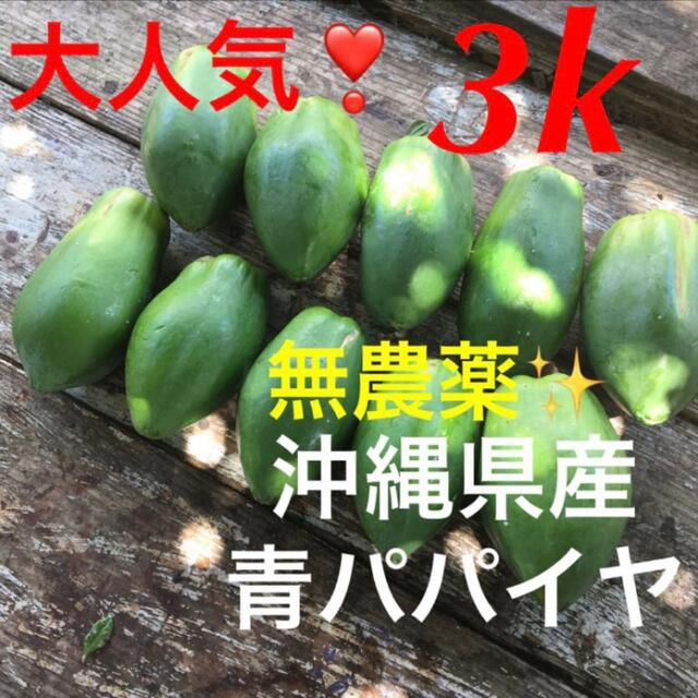 0907①大人気❣️無農薬栽培✨沖縄産青パパイヤ✨3k分✅ 食品/飲料/酒の食品(野菜)の商品写真