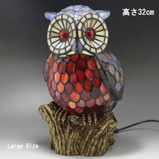 【新品】ふくろう ステンドグラス アンティーク スタンド 風水 金運