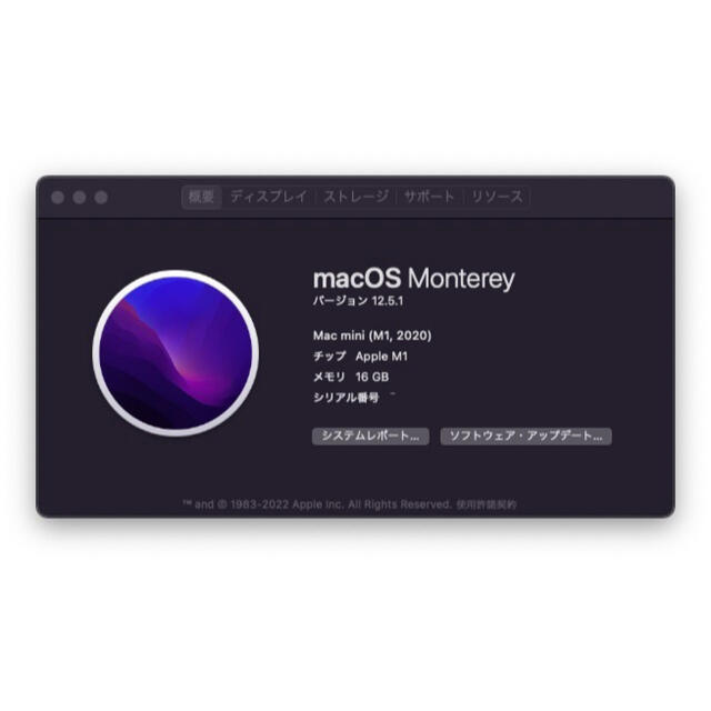 保証期間内Apple Mac mini M1 CTO 16GB 512GB