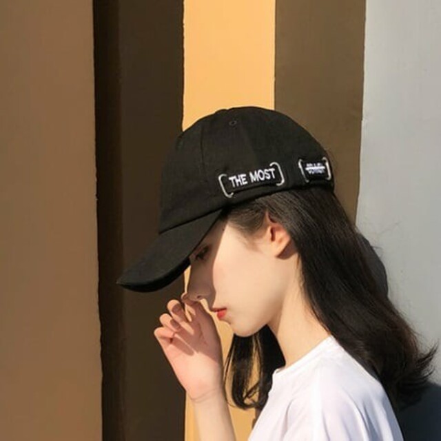 ブラック韓国大人気キャップ激カワロゴ帽子◇送料無料メンズレディース 通販