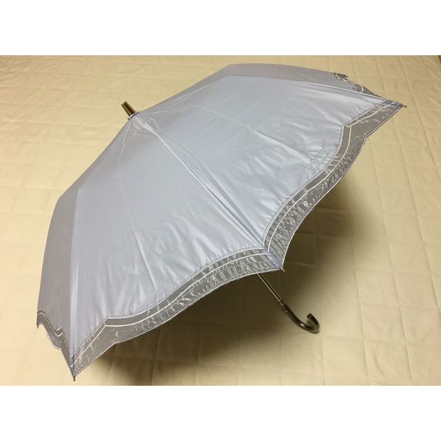 54新品ランバンコレクション晴雨兼用折りたたみ日傘無地オーガンジー楽