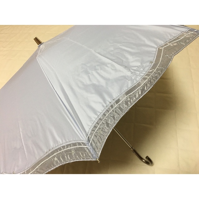 54新品ランバンコレクション晴雨兼用折りたたみ日傘無地オーガンジー楽