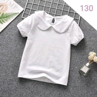 130丸襟ブラウス☆新品 ホワイトシャツ 白シャツ(ブラウス)