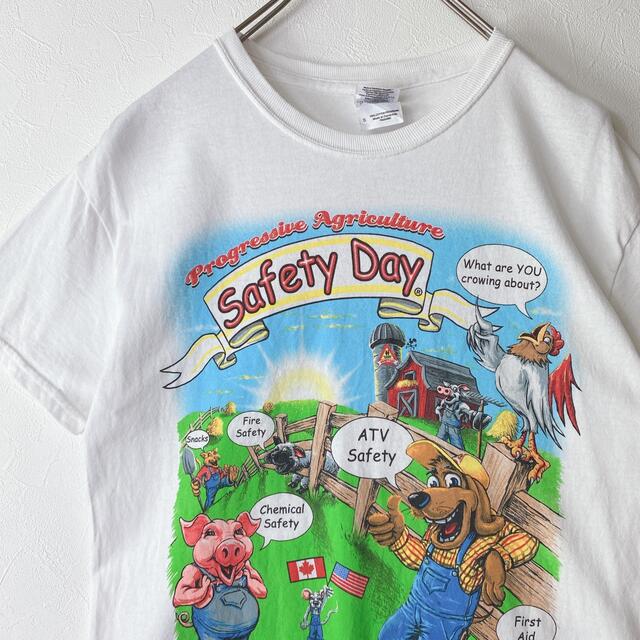00’s GILDAN 企業もの Tシャツ バックプリント イラストアメコミ | フリマアプリ ラクマ 大阪ショップ 【Safety First】ロンT バックプリント バックロゴ 袖プリント XL Tシャツ/カットソー(七分/長袖)
