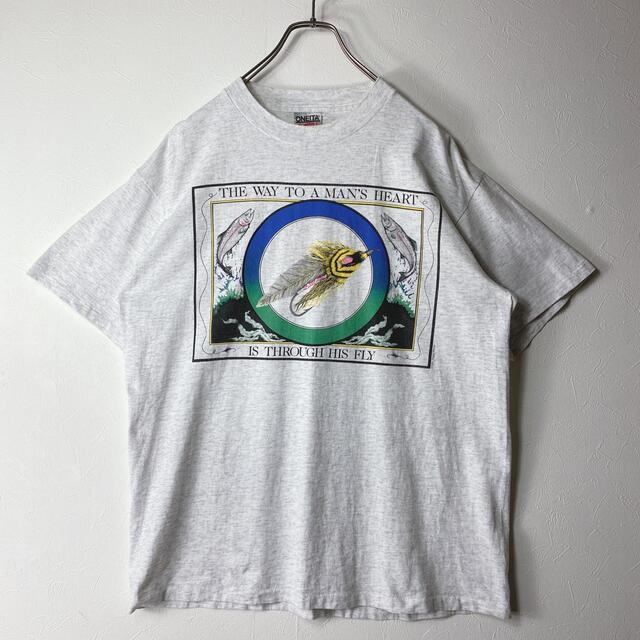 ART VINTAGE(アートヴィンテージ)の90’s USA製 ONEITA 釣り イラスト アート Tシャツ creek メンズのトップス(Tシャツ/カットソー(半袖/袖なし))の商品写真
